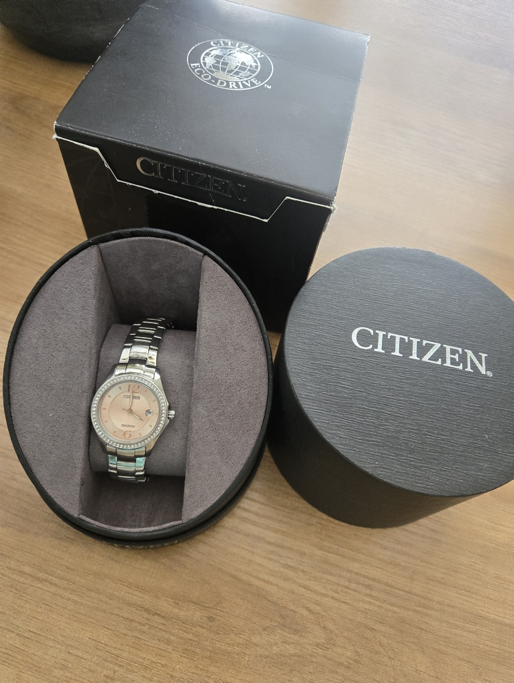 Womens Citizen Eco Drive Crystal Pink Dial Watch NEW - Picture 4 of 4